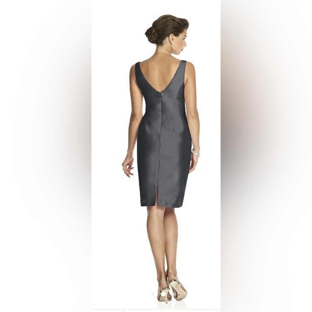 Alfred Sung D644 Peau De Soie Sleeveless Cocktail Dress Black Sz 8 - Picture 4 of 11